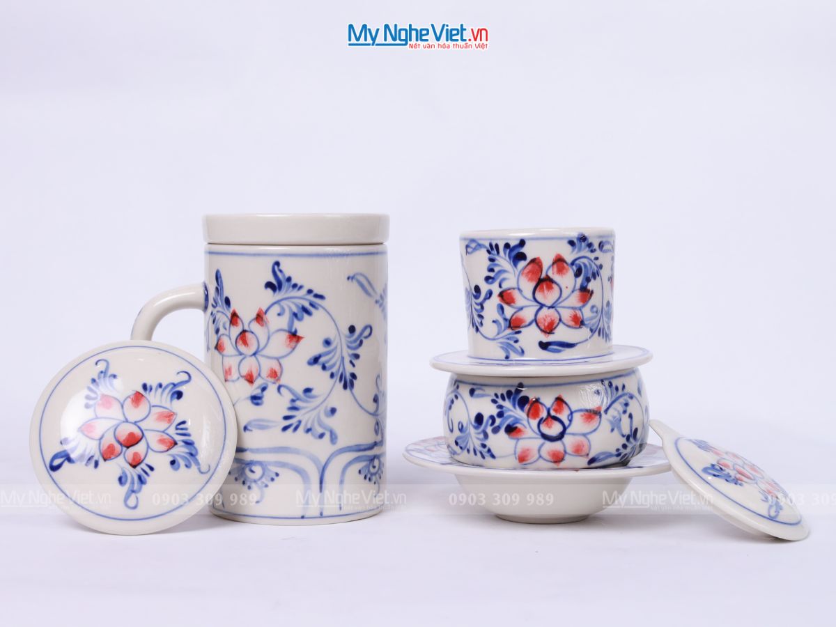 Combo Ly Lọc Trà + phin cafe vẽ sen CBCFVH006/1