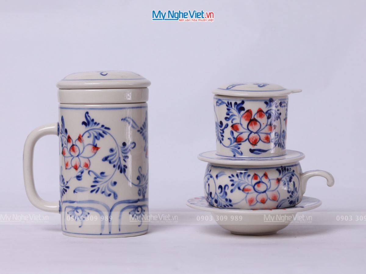 Combo Ly Lọc Trà + phin cafe vẽ sen CBCFVH006/1