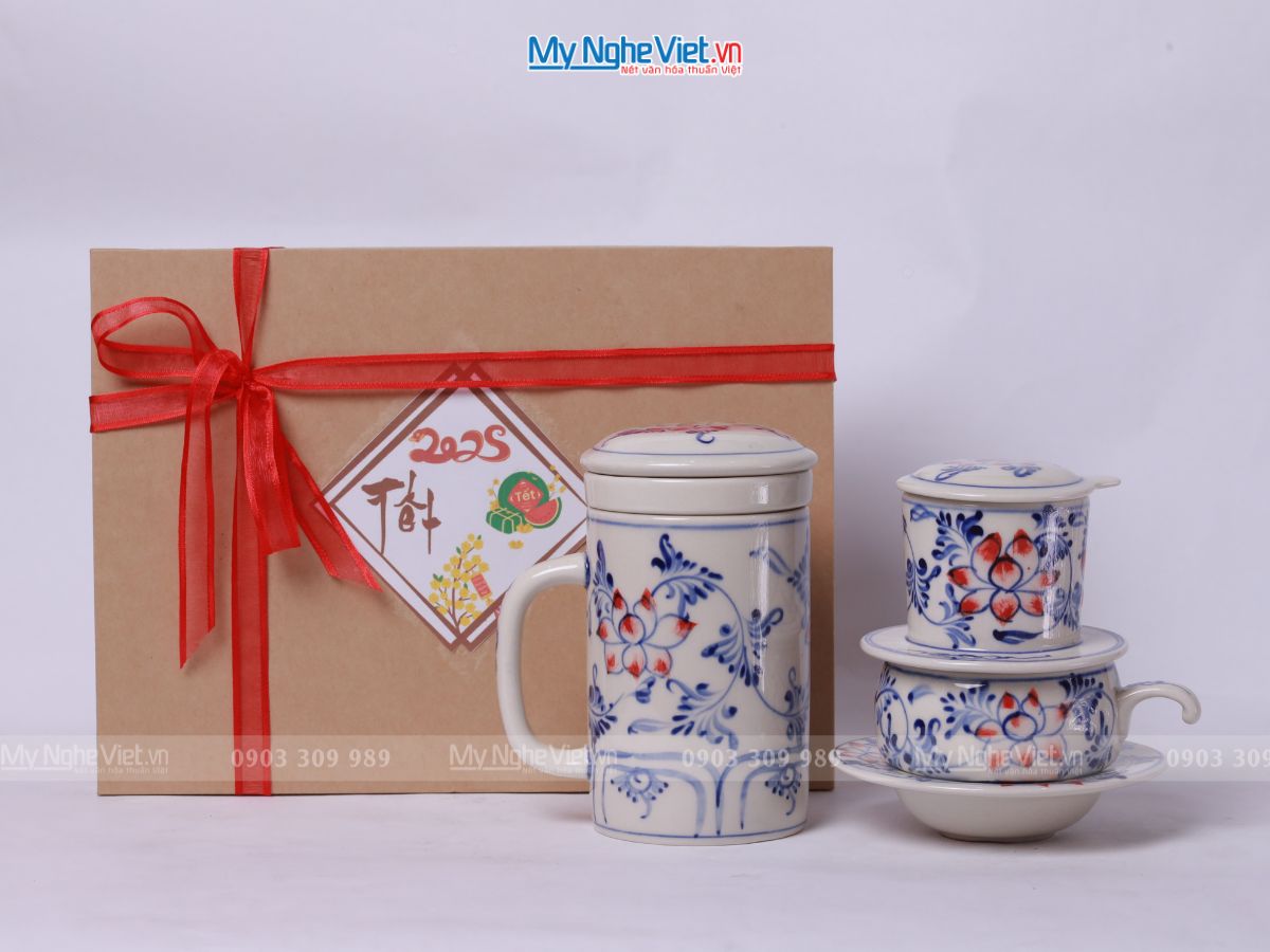 Combo Ly Lọc Trà + phin cafe vẽ sen CBCFVH006/1