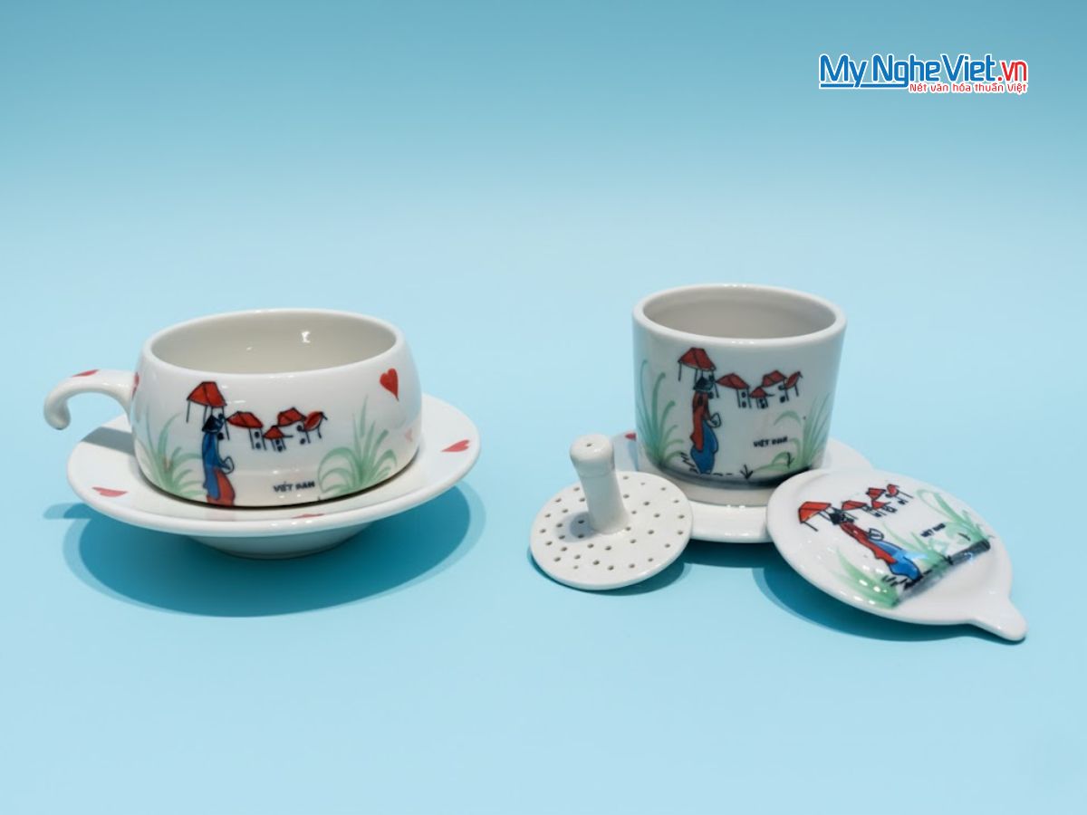 Phin cà phê thấp vẽ 1 cô gái CFVH004.4