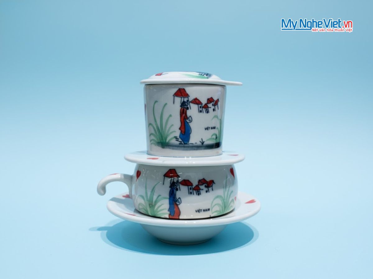 Phin cà phê thấp vẽ 1 cô gái CFVH004.4