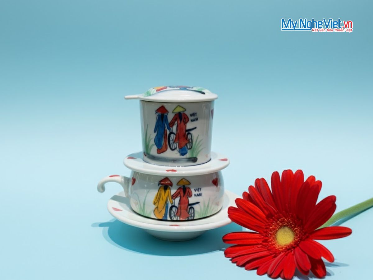Phin cà phê thấp vẽ 2 cô gái CFVH004.4-1