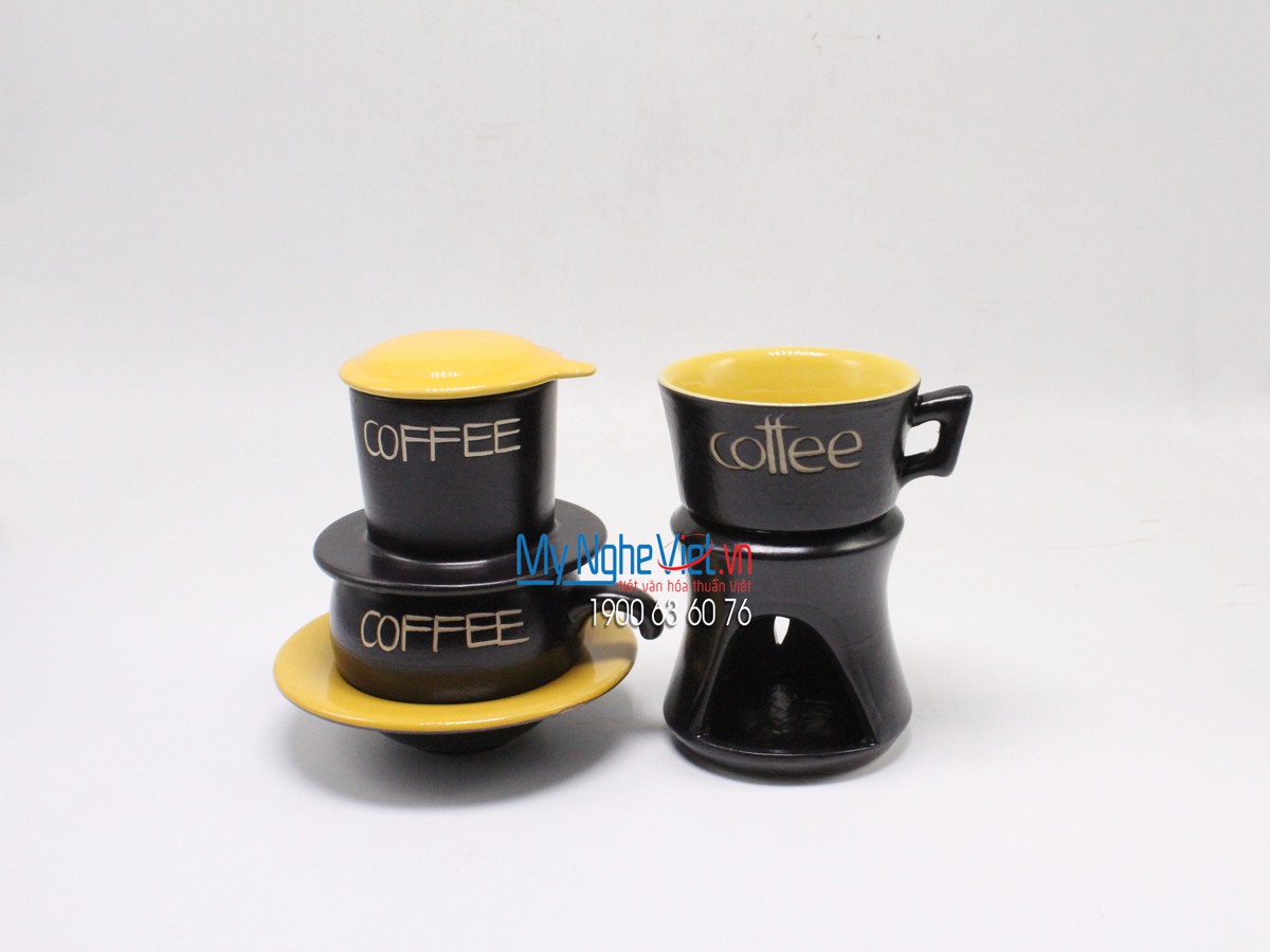 Combo Phin Cafe + Bếp đun màu vàng MNV-CF001 vàng