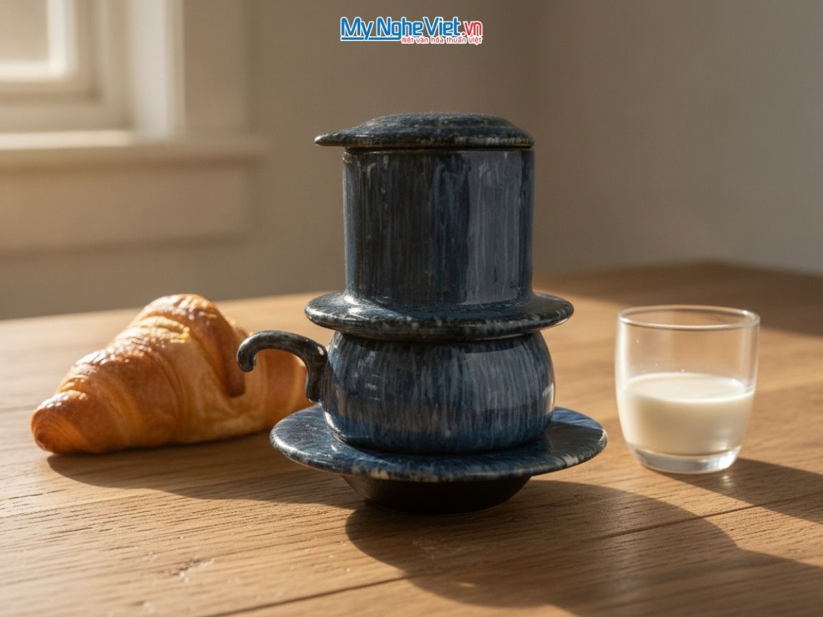 Bộ quà tặng Phin cà phê thấp men hỏa biến và Hộp quà tặng cao cấp MNV-CFVH03