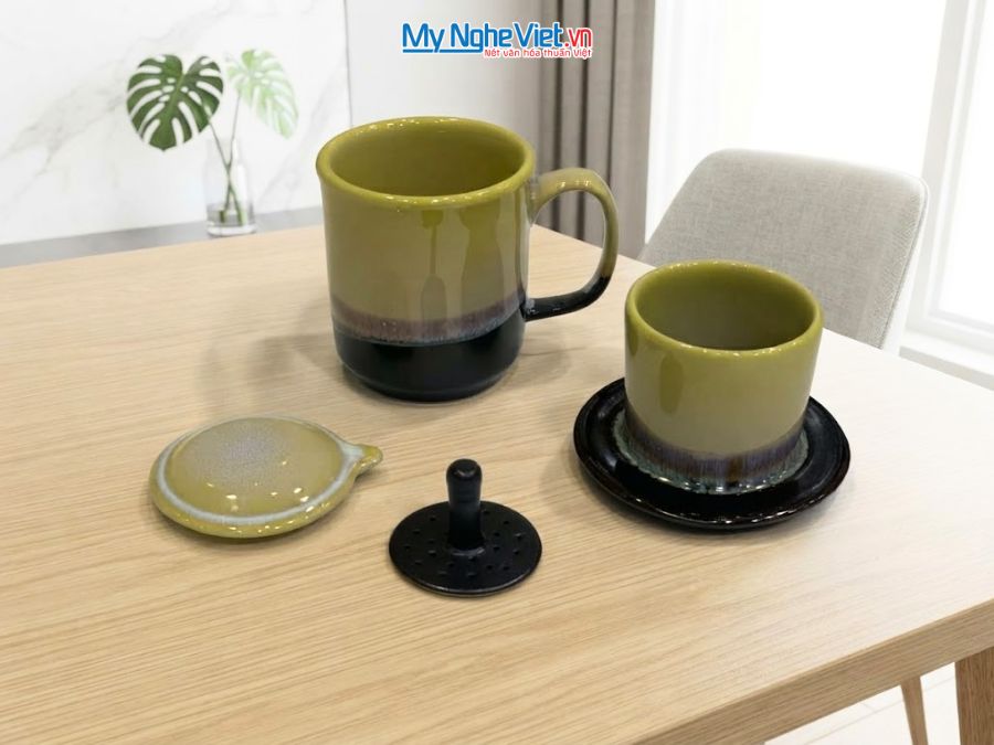 Set Quà Tặng Phin Cà Phê Men Hỏa Biến Màu Vàng & Cà Phê Rang Xay Orilam Coffee