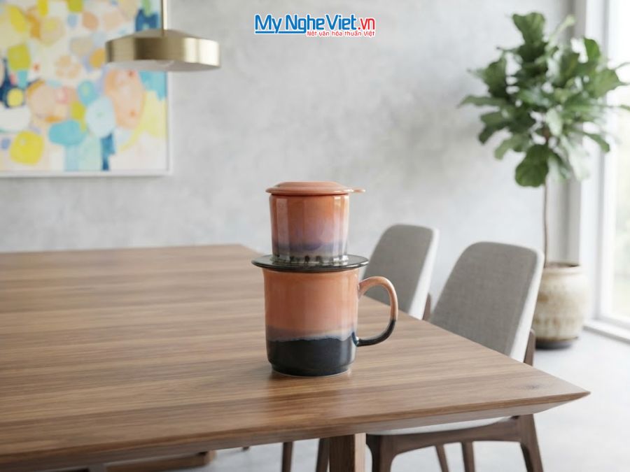 Set Quà Tặng Phin Cà Phê Men Hỏa Biến Màu Cam & Cà Phê Rang Xay Orilam Coffee